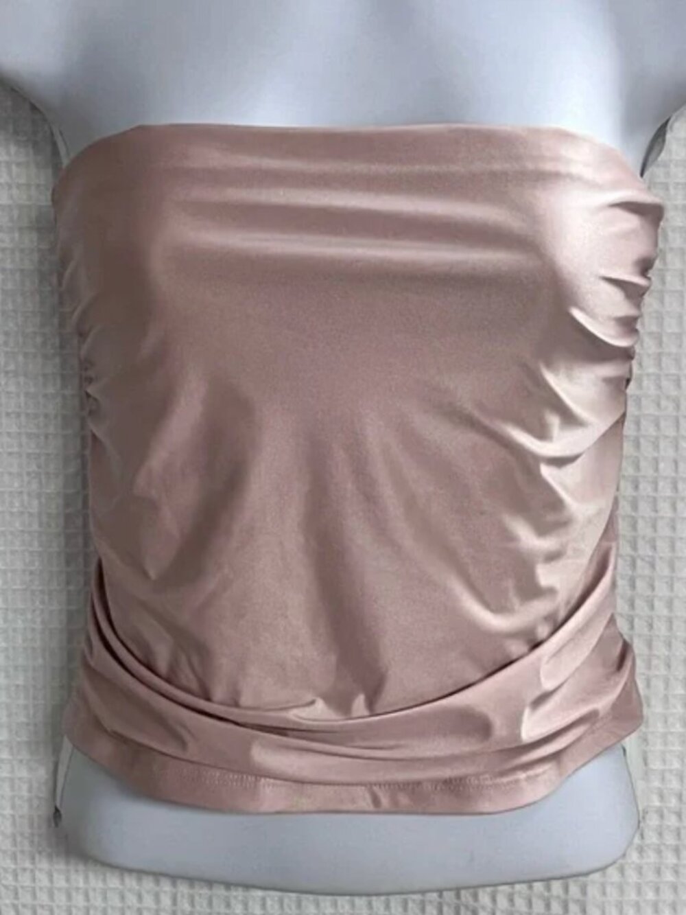 Wild Fable Ruched Blush Satin Crop tube top